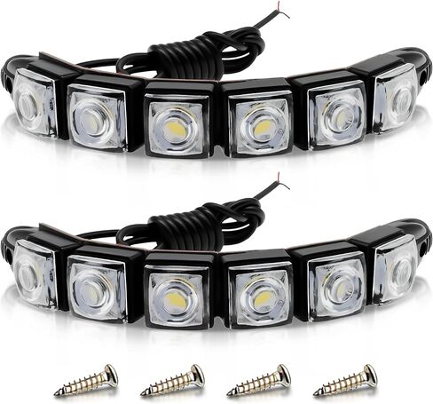 White 12 LED Daytime Running Strip Light Marine Navigation Lamp Boat Light IP67 Waterproof High Power Clearance Led Flexible Bright Spot Fog Light Auto Accessories Universal Fit Many Car Truck 2pcs in Saudi Arabia