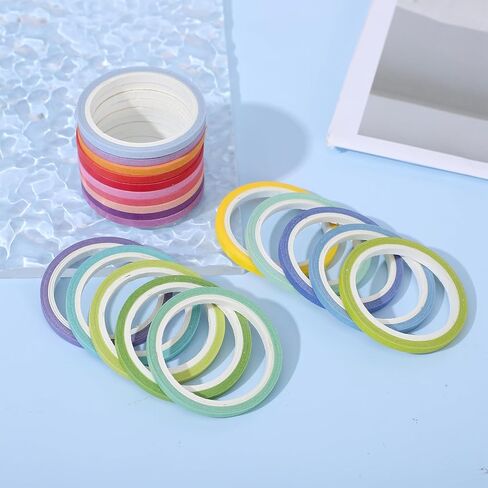 20 Rolls Rainbow Washi Tape Slim, 16.4ft 3mm Colorful Pastel Washi Masking Tape Set Skinny Thin Decorative Painters Tapes for DIY Arts Craft Journal Planner Scrapbook Gift Wrapping in Saudi Arabia