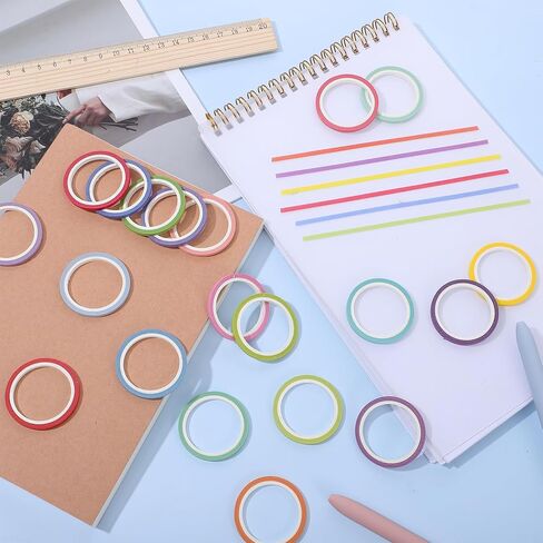 20 Rolls Rainbow Washi Tape Slim, 16.4ft 3mm Colorful Pastel Washi Masking Tape Set Skinny Thin Decorative Painters Tapes for DIY Arts Craft Journal Planner Scrapbook Gift Wrapping in Saudi Arabia