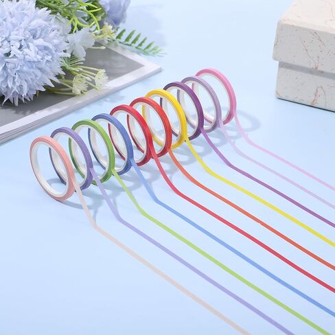 20 Rolls Rainbow Washi Tape Slim, 16.4ft 3mm Colorful Pastel Washi Masking Tape Set Skinny Thin Decorative Painters Tapes for DIY Arts Craft Journal Planner Scrapbook Gift Wrapping in Saudi Arabia