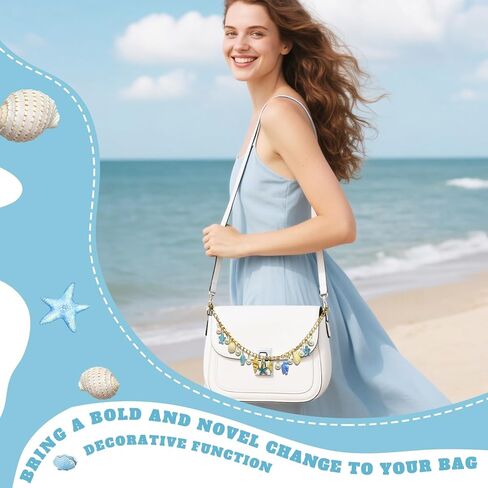 Sea Starfish Turtle Car Rear View Mirror Accessories, Ocean Inspired Conch Charm Hanging Ornament, Cute Car Decor,Automotive Interior Decoration for Women (Blue) in Kuwait