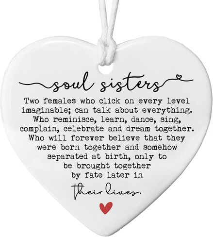 Soul Sister Gift Keepsake, Ceramic Heart Gift, Friendship Gift, Bestie Birthday Gift, Gift for Best Friend, Sister Birthday Keepsake, Heart Plaque Gifts, Birthday Gifts For Soul Sister in Saudi Arabia