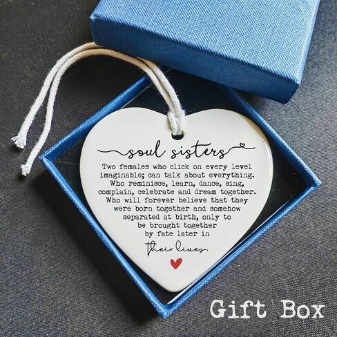 Soul Sister Gift Keepsake, Ceramic Heart Gift, Friendship Gift, Bestie Birthday Gift, Gift for Best Friend, Sister Birthday Keepsake, Heart Plaque Gifts, Birthday Gifts For Soul Sister in Saudi Arabia
