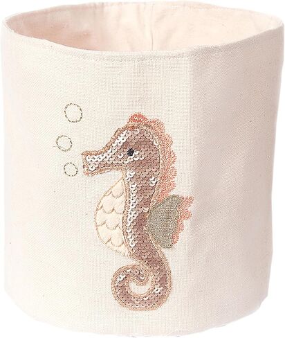 Mon Ami Seahorse Designer Linen Storage Bin, Kids Laundry Basket, Toy Boxes for Kids, Kids Hamper, Cute Baby Nursery Baskets for Bedroom and Bathroom Decor, Toy Storage for Girls & Boys, 8x8 in in Kuwait