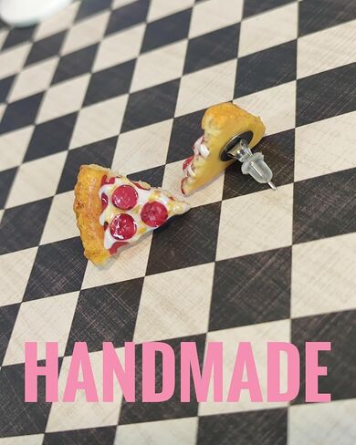 Miniature Realistic Pizza Stud Earrings for Women, Girls, Button Earrings for Women, stainless steel earrings. in Kuwait
