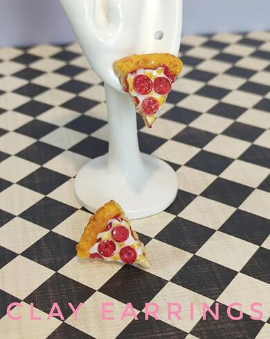 Miniature Realistic Pizza Stud Earrings for Women, Girls, Button Earrings for Women, stainless steel earrings. in Kuwait