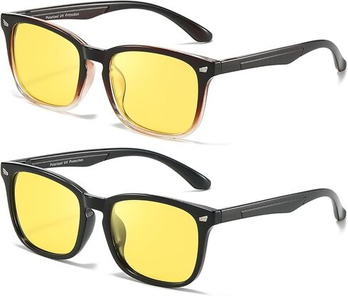 نظارات الرؤية الليلية Myiaur للنساء والرجال، نظارات ليلية مستقطبة للقيادة مع عدسات صفراء مضادة للوهج (عبوتان) in Kuwait