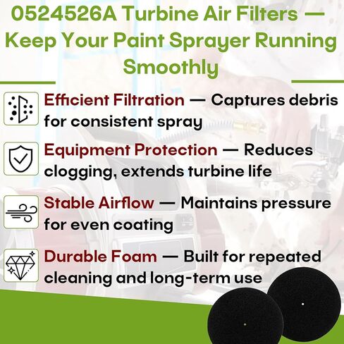 0524526A Air Filter Replacement for Capspray Turbine 75 95 105 115, Compatible Pre Filter Kit for HVLP Paint Sprayer, High-Density Foam Air Intake Filter, 2-Pack in Kuwait