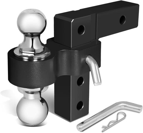 Auto Dynasty Compatible with 2 inches Receiver Aluminum 6 inches Drop/Raise Adjustable Dual Ball Trailer Tow Towing Hitch in Saudi Arabia