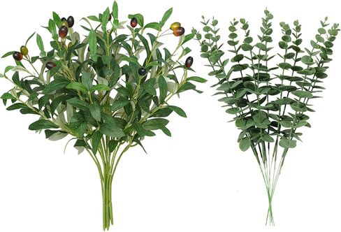 Faux Olive Branches, 18''Artificial Olive Stems,Perfect Greenery for Vase,Greenery for Centerpieces,Coffee Table,Home Decoration for Dining Room & Living Room,6pcs in Saudi Arabia