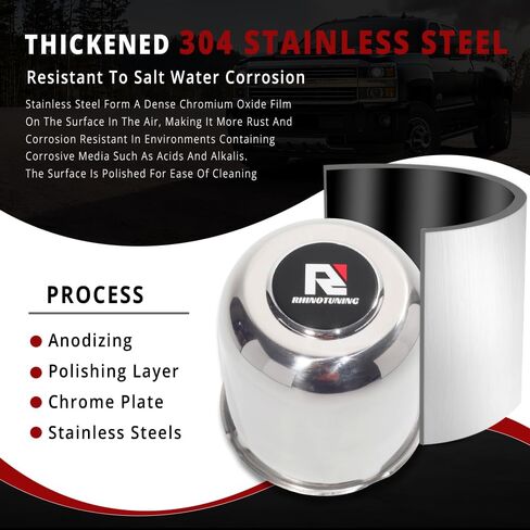 RTrhinotuning 4 PCS 4.25 in Stainless Steel Trailer Wheel Center Caps 4.29 in Tall for Truck SUV RV Rim Center Caps Chrome Push Through Hub Cover in Saudi Arabia