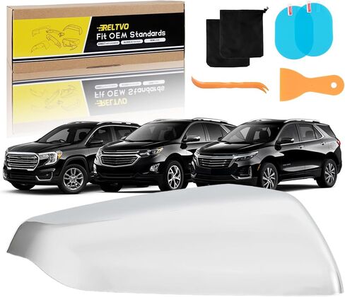 غطاء مرآة جانبية للركاب من الكروم متوافق مع 2018 2019 2020 2021 2022 2023 2024 Chevy Equinox&GMC Terrain، يستبدل 23406416، غطاء الجانب الأيمن (الكروم، الجانب الأيمن/الراكب) in Kuwait