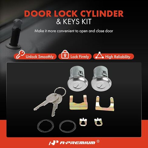 A-Premium Front Door Lock Cylinder Kit with Keys Compatible with Chevy Chevrolet GMC Truck SUV Oldsmobile Buick Cadillac Dodge Opel Pontiac, Door Lock Cylinder 9D1001, 9D1002, 9D1006 in Saudi Arabia