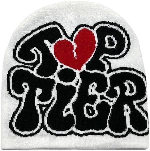 Y2K قبعة للنساء قبعة الهيب هوب الجرافيك القبعات 90s موضة الديكور قبعات دافئة الرجال محبوك الشتاء بيني in Kuwait