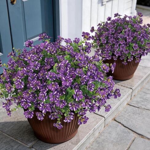 12 حزمة من مجد الصباح الاصطناعي والأوكالبتوس للأماكن الخارجية، زهرة حرير وهمية واقعية مقاومة للأشعة فوق البنفسجية ونباتات صناعية للباب الأمامي في الفناء والحديقة وديكور المزرعة (أصفر) in Kuwait