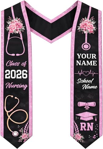 IZI POD Custom Nursing Graduation Stole 2026 – Personalized RN Nurse Graduation Sash with Name and School, Graduation Gift in Kuwait