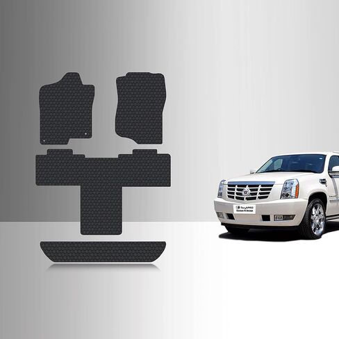 TOUGHPRO Floor Mats 1st + 2nd + 3rd Row for Cadillac Escalade 2nd Row Bucket All Weather (Made in USA) Black Rubber 2007 2008 2009 2010 2011 2012 2013 2014 in Kuwait