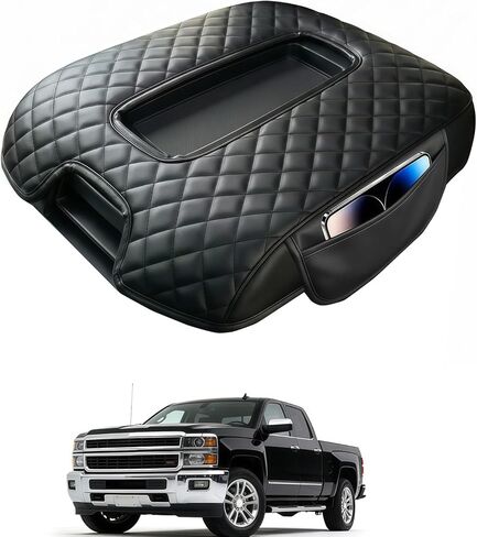 Center Console Armrest Cover with Side Pocket For Chevy Silverado & GMC Sierra 1500 2500 3500 2014-2018, Yukon & Tahoe & Suburban 2015-2020, For Console Bucket Seat, Arm Rest Cushion, Anti-Scratch in Kuwait