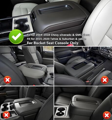 Center Console Armrest Cover with Side Pocket For Chevy Silverado & GMC Sierra 1500 2500 3500 2014-2018, Yukon & Tahoe & Suburban 2015-2020, For Console Bucket Seat, Arm Rest Cushion, Anti-Scratch in Kuwait