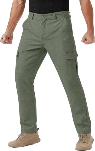 Runcati Men's Hiking Cargo Pants Lightweight Waterproof Ripstop Stretch Travel Fishing Pants with Multi Pockets(No Belt) in Saudi Arabia