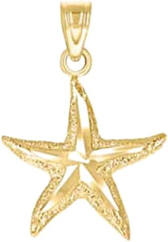 JewelryWeb 10k الذهب الأصفر للجنسين ستار الأسماك سيلفي حلية قلادة قلادة 20.9x14.20 مللي متر قلادة واسعة للنساء in Saudi Arabia