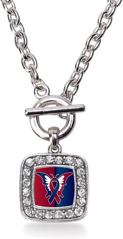 Inspired Silver - Silver Square Charm 18 Inch Necklace with Cubic Zirconia Jewelry in Saudi Arabia