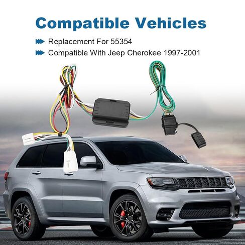 WATERWICH 4-Pin Trailer Wiring Harness Compatible with Jeep Cherokee1997-2001 Replacement for 55354 Trailer Hitch Wiring Harness for Trailer Lights Connect in Saudi Arabia