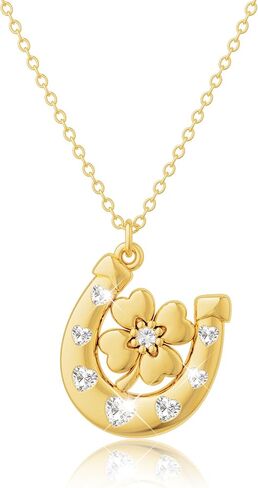 18K Gold Plated Necklace for Women,Dainty Horseshoe Necklace with Heart Cubic Zirconia, Lucky Pendant Necklace for Women,Stainless Steel Good Luck Jewelry Gift for Birthday,Anniversary or Graduation in Saudi Arabia