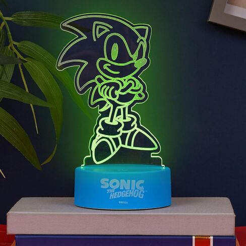 Get Trend Sonic The Hedgehog LED Acrylic Night Light, 16 Color Modes, USB or Battery Powered with Remote Control, Gamer Bedroom Decor, Gifts for Boys (Multi Sonic) in Saudi Arabia