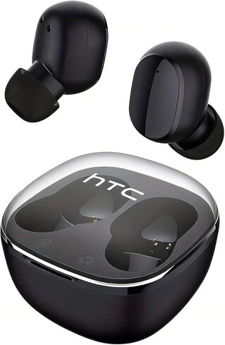 HTC True Wireless Earbuds 6 Bluetooth 5.3 in Ear Stereo Headphones Touch Control with Built-in Microphone, Wireless Noise Cancelling Earbuds 22H Playtime with Charging Case for Android and iOS- Black in Kuwait