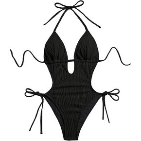 بدلة سباحة نسائية من Verdusa مكونة من قطعة واحدة وربطة عنق ورسن مونوكيني للعطلات in Kuwait