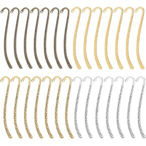 28 حزمة من الإشارات المرجعية المعدنية، 4 ألوان معدنية على شكل دبوس شعر منحوت عتيق مع حلقة للنساء والرجال، علامات كتاب منقوشة، سحر صناعة المجوهرات، لوازم مكتبية لمحبي الكتب in Kuwait