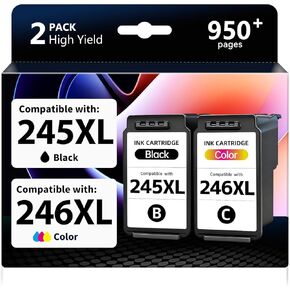 245XL 246XL Combo Pack Replacement for Canon 245XL 246XL Ink Cartridges PG-245XL CL-246XL for Pixma MG2522 MG2500 MX490 MX492 TR4522 TR4520 TR4500 TS202 TS3122 TS3300 TS3322 TS302 Printer (2 Pack) in Kuwait