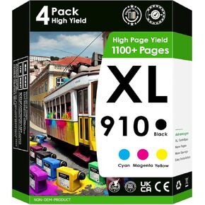 910XL Black and 910 (Cyan, Magenta, Yellow) 4 cartridges Works with Officejet Pro 8100/8600/251/276. in Kuwait