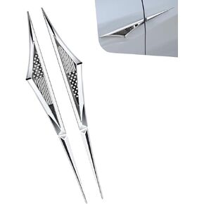 2 PCS Metal Car Side Doors Blade Stickers, Side Wing Fender Decals, Self Adhesive Car Fender Emblem Badge Stickers, Universal for Most Cars (Carbon Fiber Pattern) in Kuwait