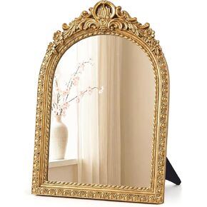 Baroque Gold Tabletop Mirror, Ornate Antique Vanity Mirror with Stand, Decorative Makeup Accessory for Desk, Dresser & Vintage Room Decor in Saudi Arabia