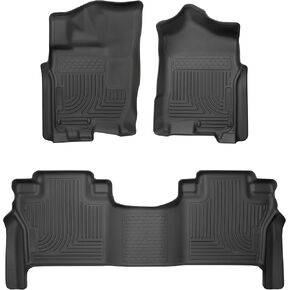 Husky Liners Weatherbeater Floor Mats | Fits 2017-2023 Nissan Titan, Crew CAB ONLY | Front & 2nd Row - Black, 3-pc | 93561 in Kuwait