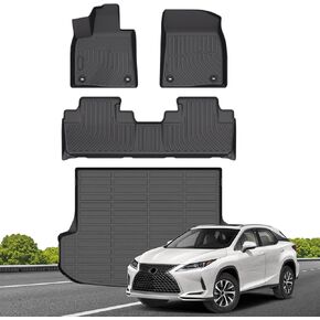 Floor Mats & Cargo Liner for Lexus RX RX350 RX450h 2016-2022 (Not for RXL), Custom Fit All-Weather Car Liners for Lexus, High Edges Anti-Slip TPE Mats, Front & 2nd Row & Trunk Mat in Kuwait