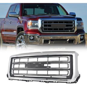 Front Bumper Grille Upper Grill Compatible with 2014-2015 GMC Sierra 1500 SLT Style Chrome 23254463 in Kuwait