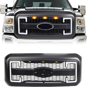شواية المصد الأمامي EOMD متوافقة مع 2011-2016 F250 F350 F450 F550 Super Duty W/DRL وأضواء إشارة الانعطاف باللون الأسود غير اللامع (بدون شعار مركزي) in Kuwait