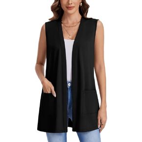 سترة نسائية بدون أكمام خفيفة الوزن ومفتوحة من الأمام كاجوال فضفاضة مع جيوب 2026 in Kuwait