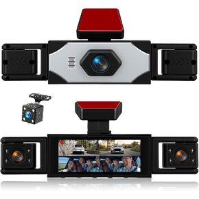4 قناة Dash Cam الأمامية والخلفية داخل اليسار اليمين ، 3 بوصة 1080 بكسل كاميرا Dash للكاميرا Cars Car مع التحكم في التطبيق ، الرؤية الليلية ، تسجيل حلقة ، مستشعر G ، مساعدة وقوف السيارات ، شاشة 24H وقوف السيارات in Kuwait