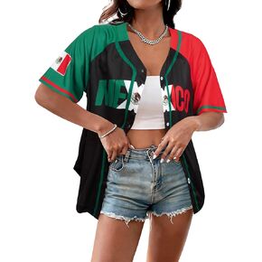 Mexico Jersey for Women Mexican Button Down Tops Mexico Graphic Tee Shirts Mexican Flag Sports Jerseys in Kuwait