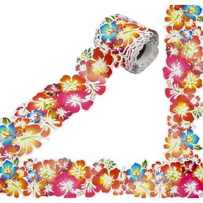 60Ft Hibiscus Flower Bulletin Board Borders for Classroom Walls Decoration, Colorful Paper Border Trim for Blackboards Bulletin Board Decor, Vibrant Classroom Borders for Bulletin Board in Kuwait