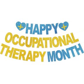 Happy OT Month Banner, No DIY, Glitter Happy Occupational Therapy Month Appreciation Decorations, OT Assistant Party Decor, 10 Feet OT Month Gifts in Kuwait