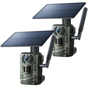 VOOPEAK Trail Camera 2 Pack، كاميرات الحياة البرية 2K 36MP كاميرا ألعاب بفاصل زمني مع بطاقات SD سعة 32 جيجابايت، وقت الزناد السريع للرؤية الليلية بالأشعة تحت الحمراء يتم تنشيط حركة الرؤية الليلية لمراقبة الصيد في الهواء الطلق in Kuwait