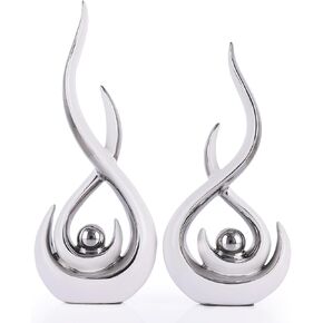 Ceramic Abstract 2 Piece Statue Set, White and Gold Home Decor Accents for Home Decor Statue Mantel Shelf Decor Unique Shelf Decor on Mantel, TV Cabinet Divider Table Top and Dining Table Centerpiece. in Kuwait