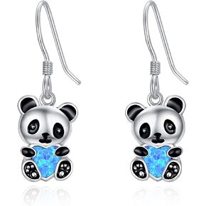 KINGWHYTE Panda Earrings 925 Sterling Silver Opal Drop Earrings Panda Dangle Earrings Cute Animal Jewelry Birthday Christmas Gifts for Women in Kuwait