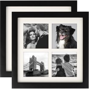 AEVETE 3x3 Picture Frame Collage 4 Opening 8x8 Picture Frames Black 2 Pack for Wall Desk in Kuwait