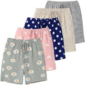 Women’s 5-Pack Pajama Shorts – Soft Lounge Sleep Shorts with Drawstring and Pockets in Kuwait